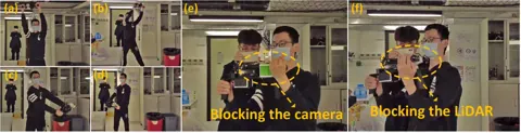 劇烈運動與刻意遮擋相機或光達的穩健性測試情境