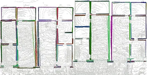 施工現場序列 C2F0 由 S-Graphs+ 建立的點雲地圖（原圖另含 S-Graphs 對照）