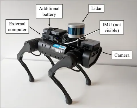 搭載 VLP-16、IMU 與相機的 IDOG 四足機器人
