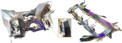 7-Scenes office 場景 8 個子地圖，以及 55 m 辦公走廊迴圈 22 個子地圖的重建與位姿